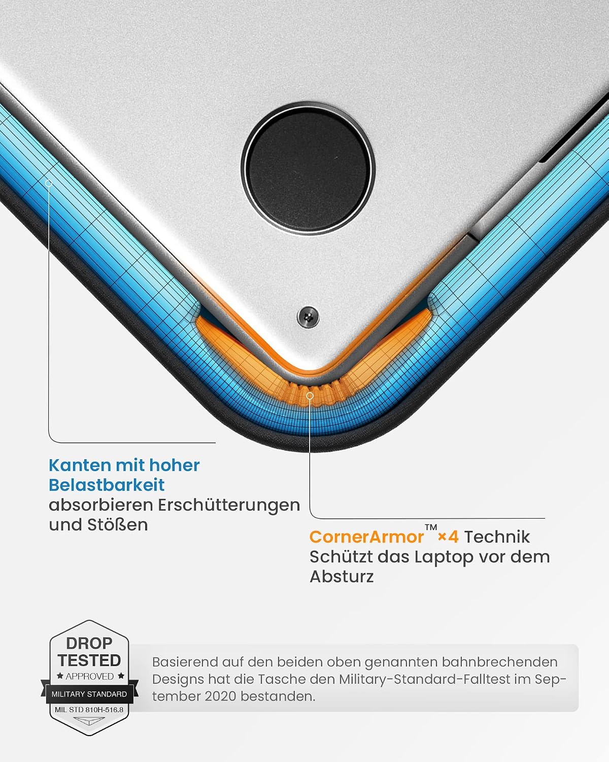 Detalle de tomtoc Laptoptasche für 14" (kompatibel u. a. mit MacBook Pro 14" M-Serie & Surface 7 13,8") mit 360°-Schutz