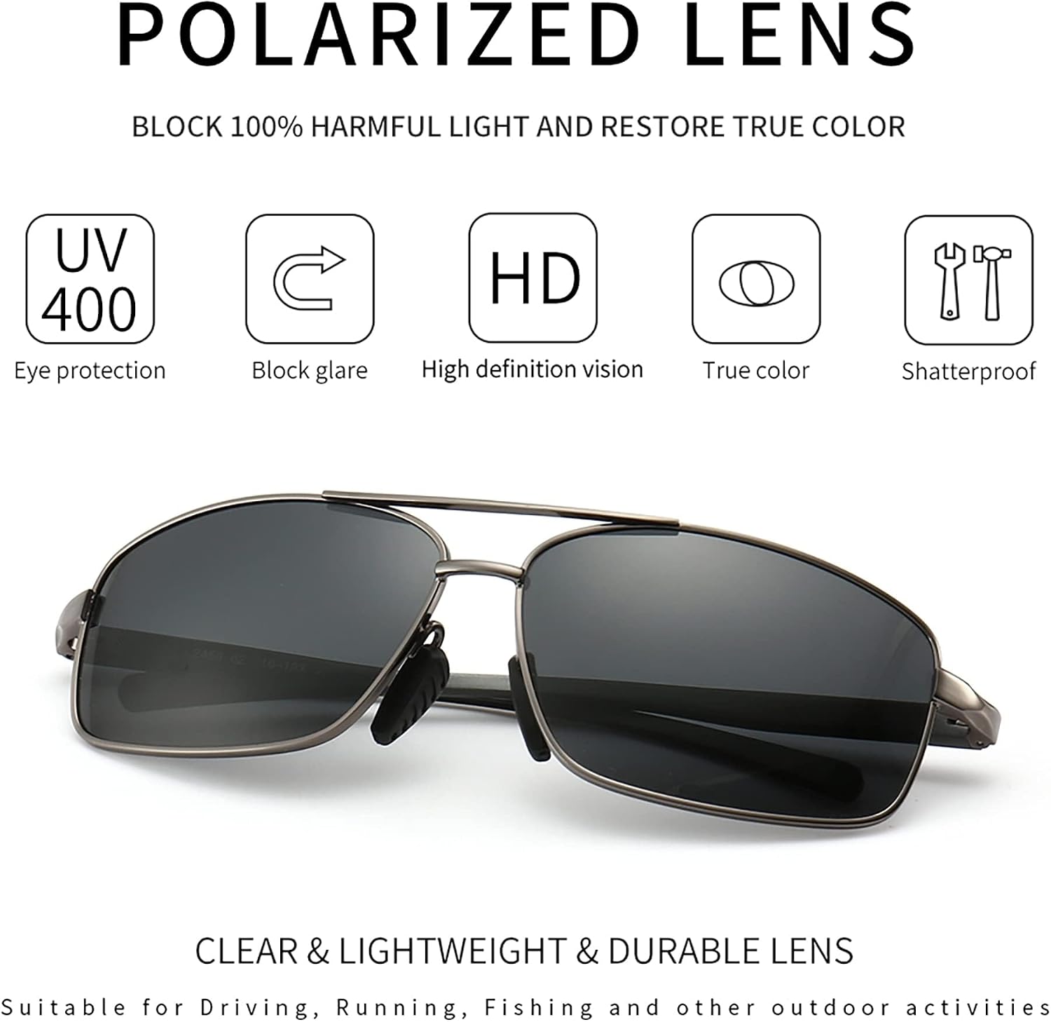 Thumbnail 1 de SUNGAIT lightweight rectangular polarized sunglasses UV400