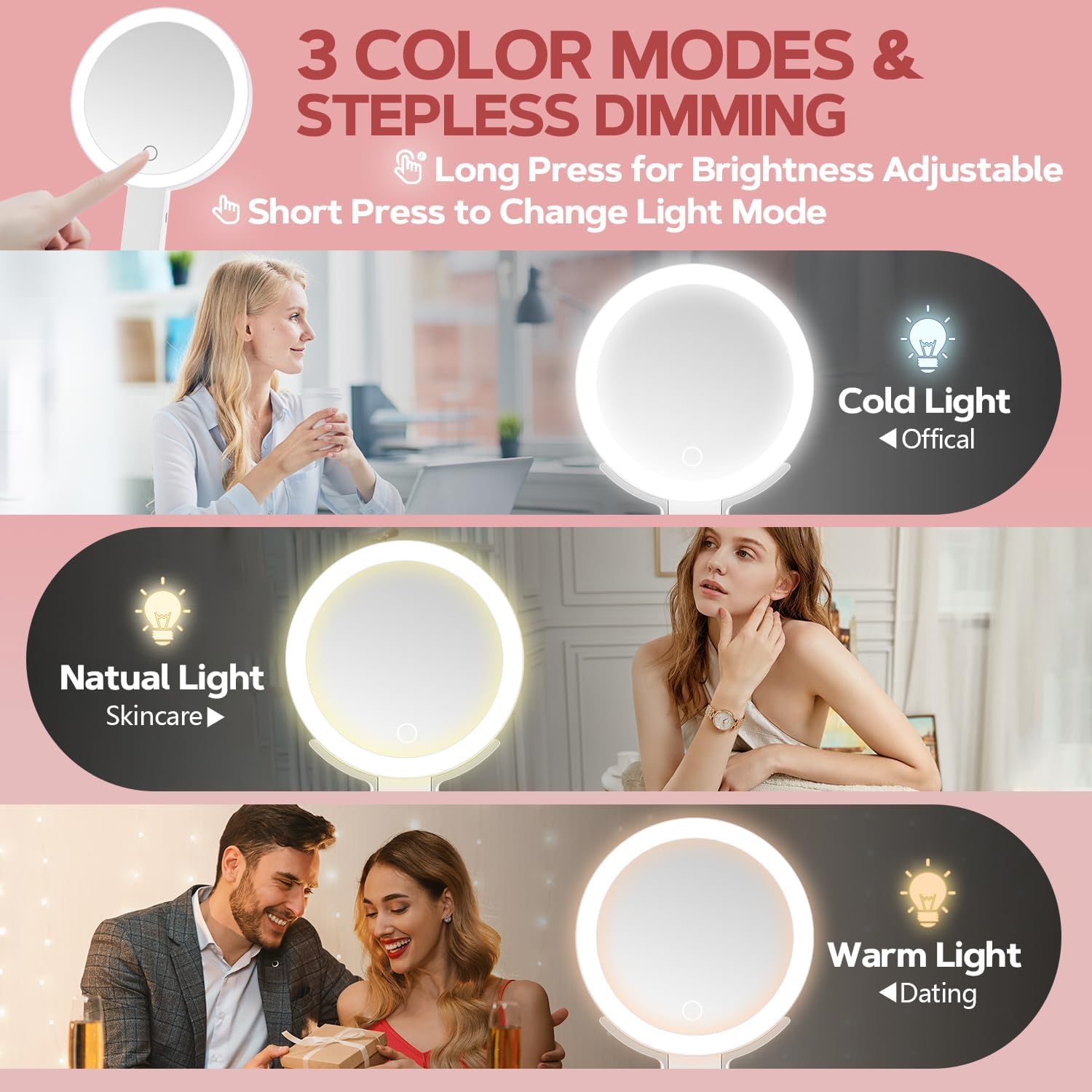 Detalle de MIYADIVA Lighted Makeup Mirror 30X 🔍