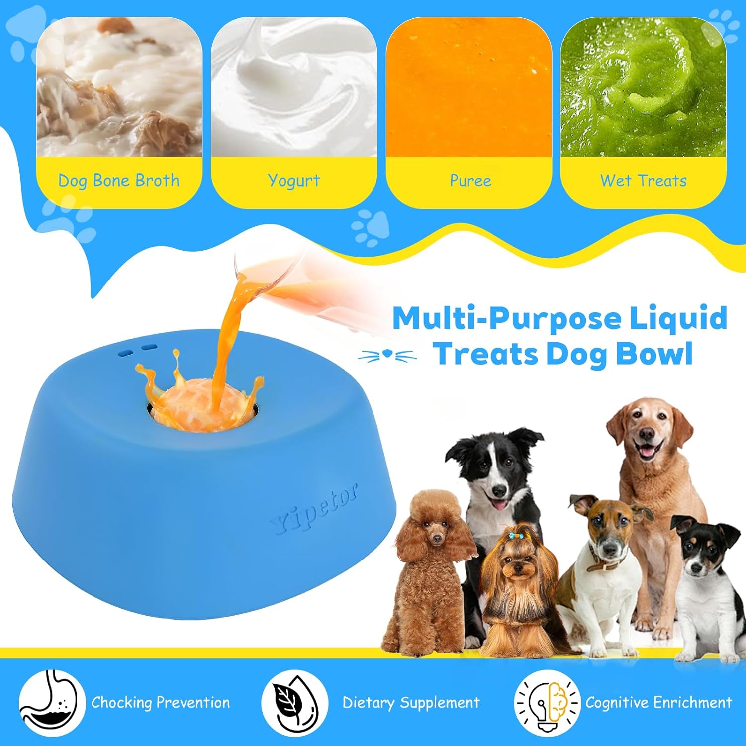 Detalle 2 de Yipetor Slow Feeder Dog Bowl for Liquid Treats with Anti-Slip Base