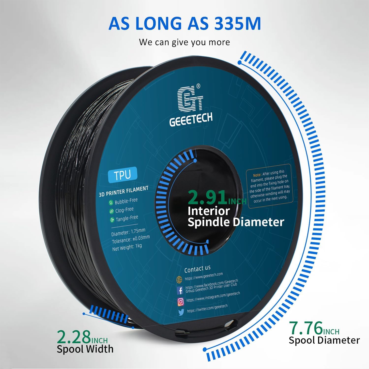 Thumbnail 3 de GEEETECH TPU Filament 1,75 mm – 1 kg Schwarz