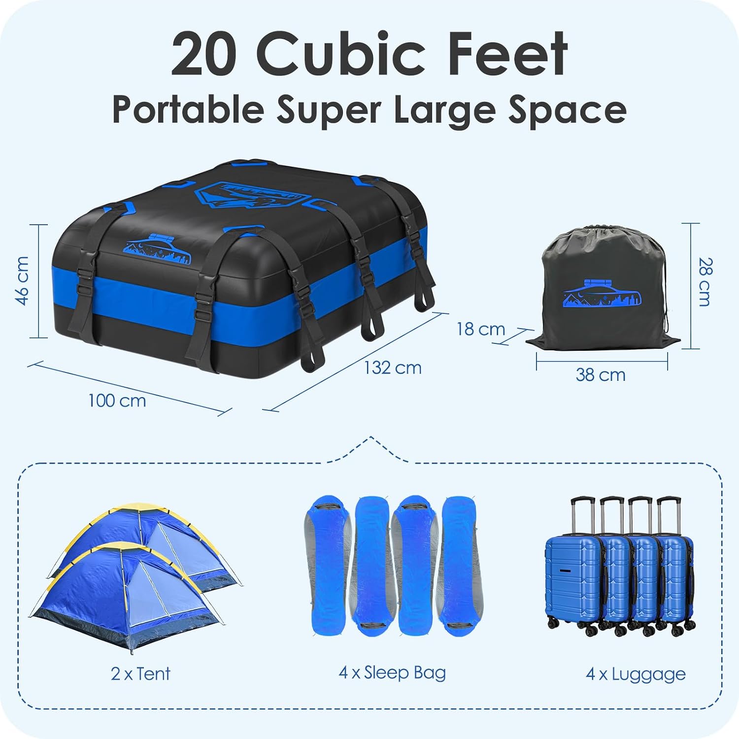 Detalle 2 de Rymopuey Roof Bag 20 cubic ft car roof box