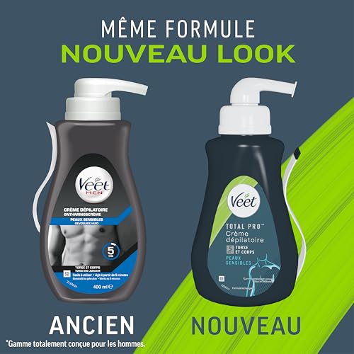 Detalle de Veet Men Crème Dépilatoire pour Peaux Sensibles 400 ml – épilation rapide et douce