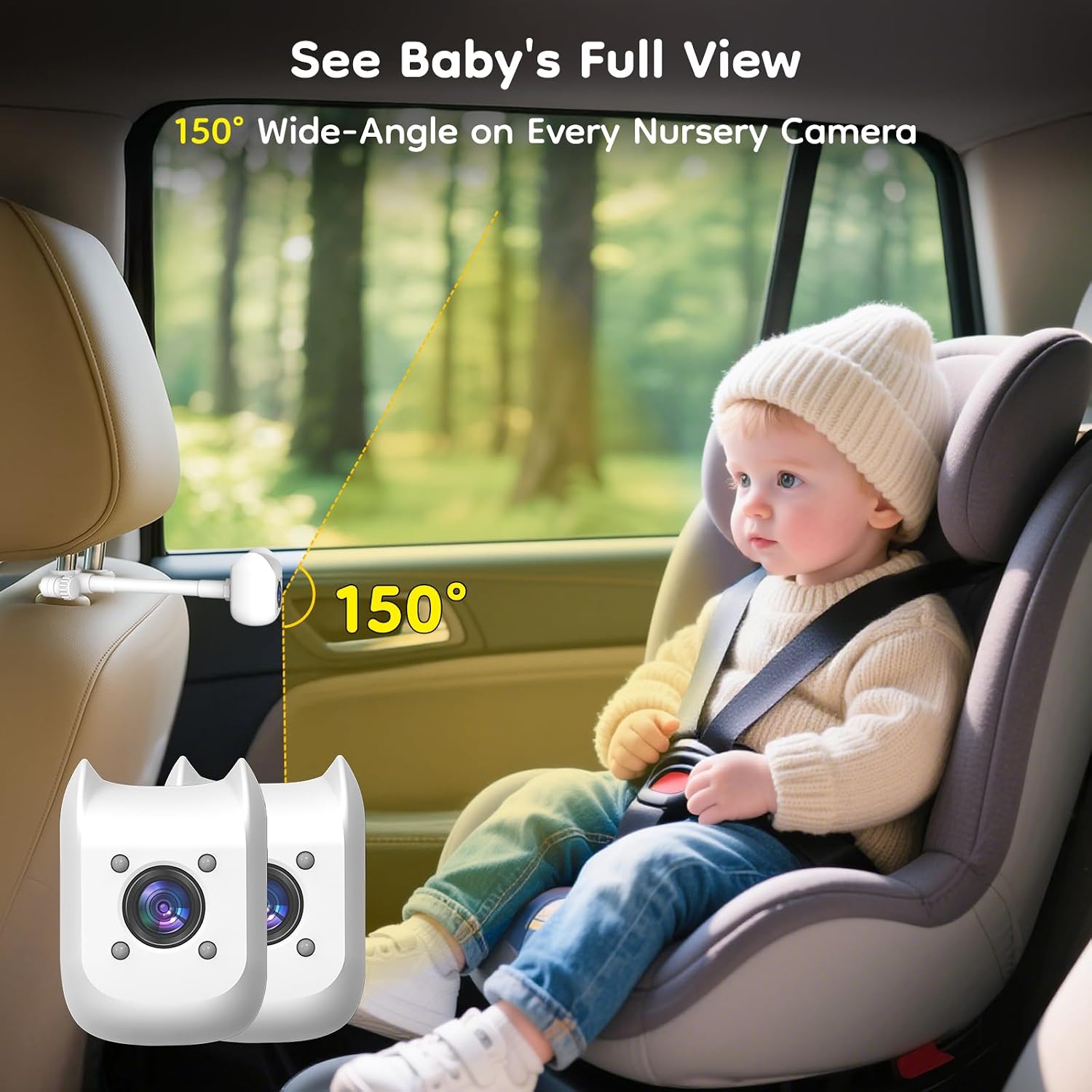 Thumbnail 3 de ELECROW 2-Kids Baby Car Camera for Seat with 6.86 Inch Ultrawide Display