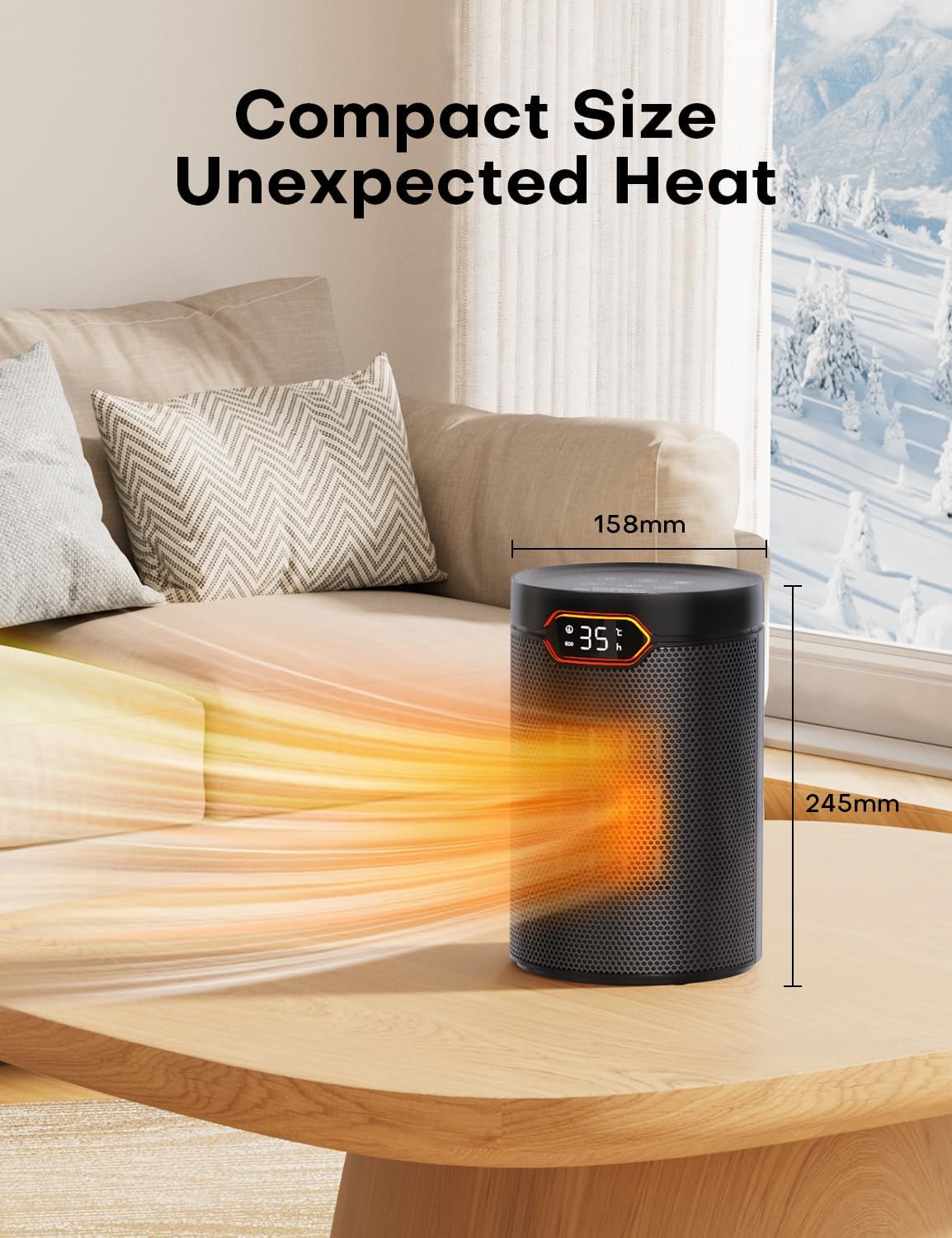 Detalle 2 de QEXREED Heater 1500W PTC electric with thermostat