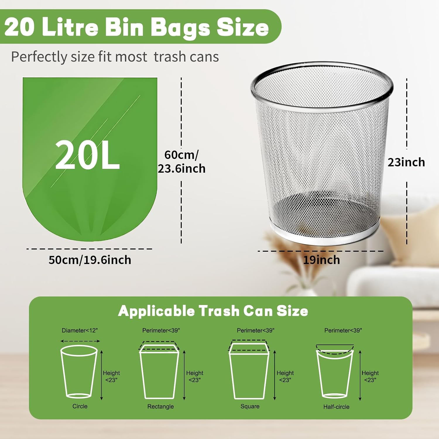 Detalle 1 de BODFPPC 100 Pack Biodegradable Bin Bags 20L
