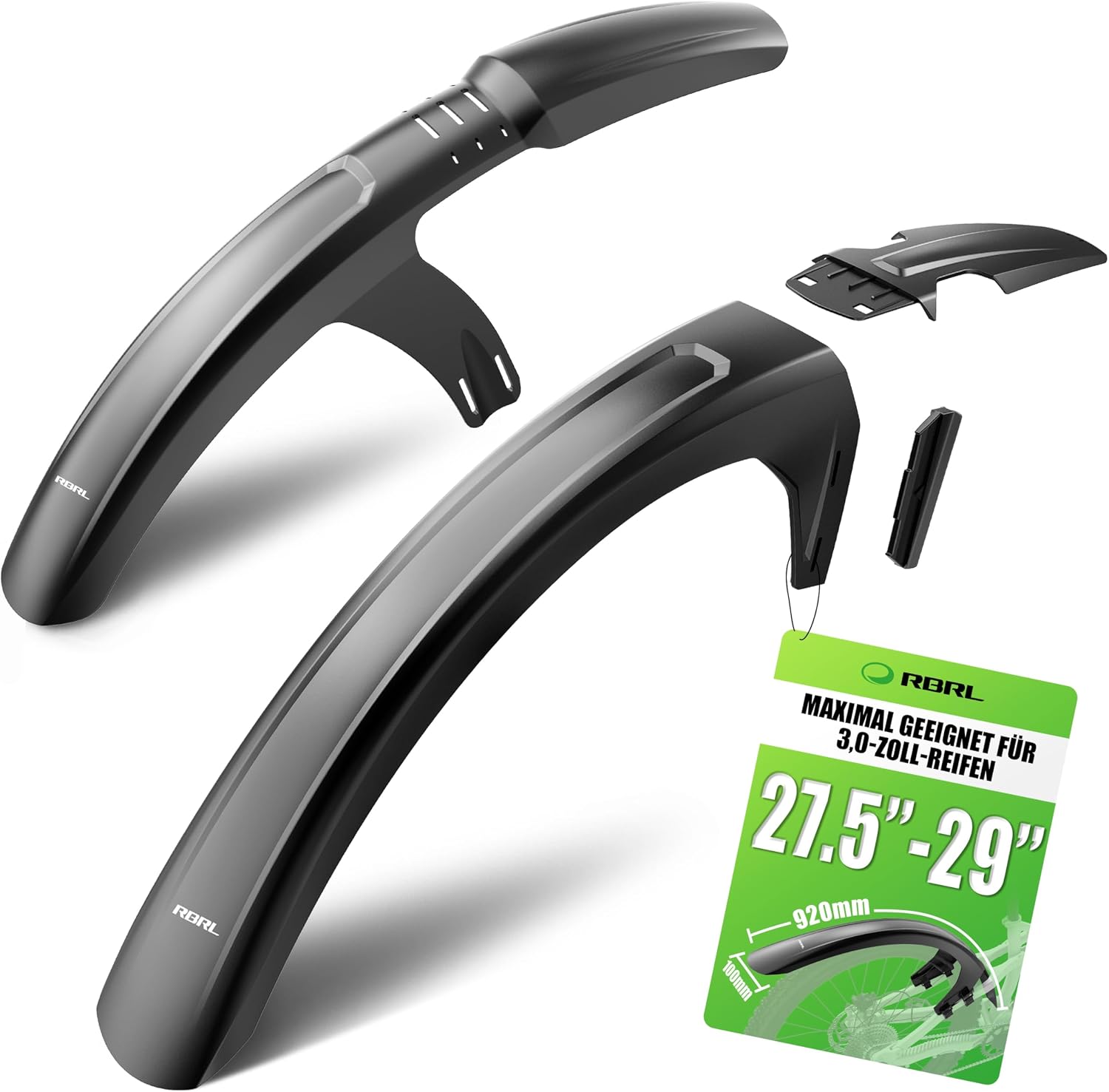 Detalle de RBRL Fahrrad-Schutzblech-Set vorne & hinten für MTB-Reifen (27,5/29 Zoll, bis 3,0")