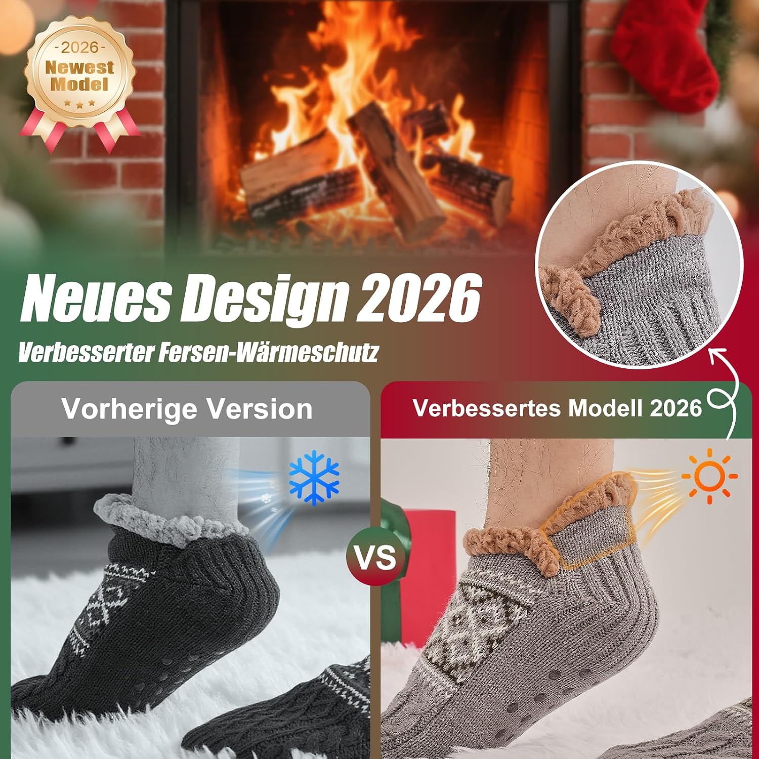Detalle de Niorasen pantoffelsokken voor heren, maat 39-46, warm en antislip