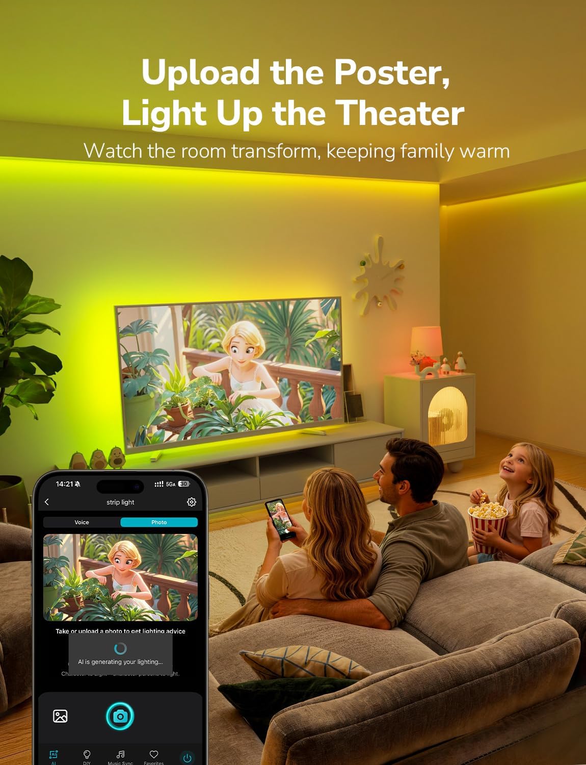 Detalle de Lepro S1 AI RGBIC LED Strip Lights, 32.8 ft, Wi-Fi and Music Sync