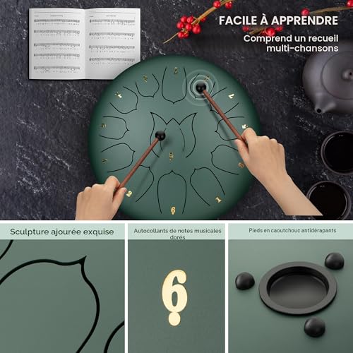Thumbnail 6 de CAHAYA Tongue Drum 12 Pouces 13 Tons – Éthéré pour Méditation et Yoga