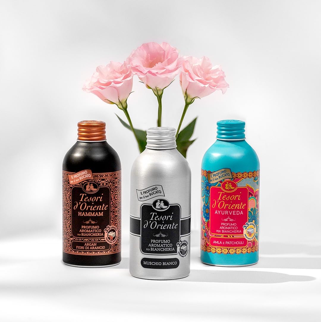 Detalle de Tesori d'Oriente Ayurveda Profumatore Bucato per Lavatrice con note della Rosa Nera, 250 ml