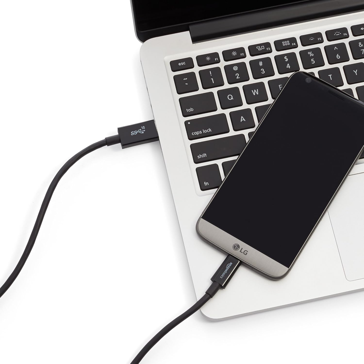 Detalle de Amazon Basics USB-C to USB-A 3.1 Gen 2 Cable: 0.9 m, 10 Gbps, 15W Fast Charge, USB-IF Certified