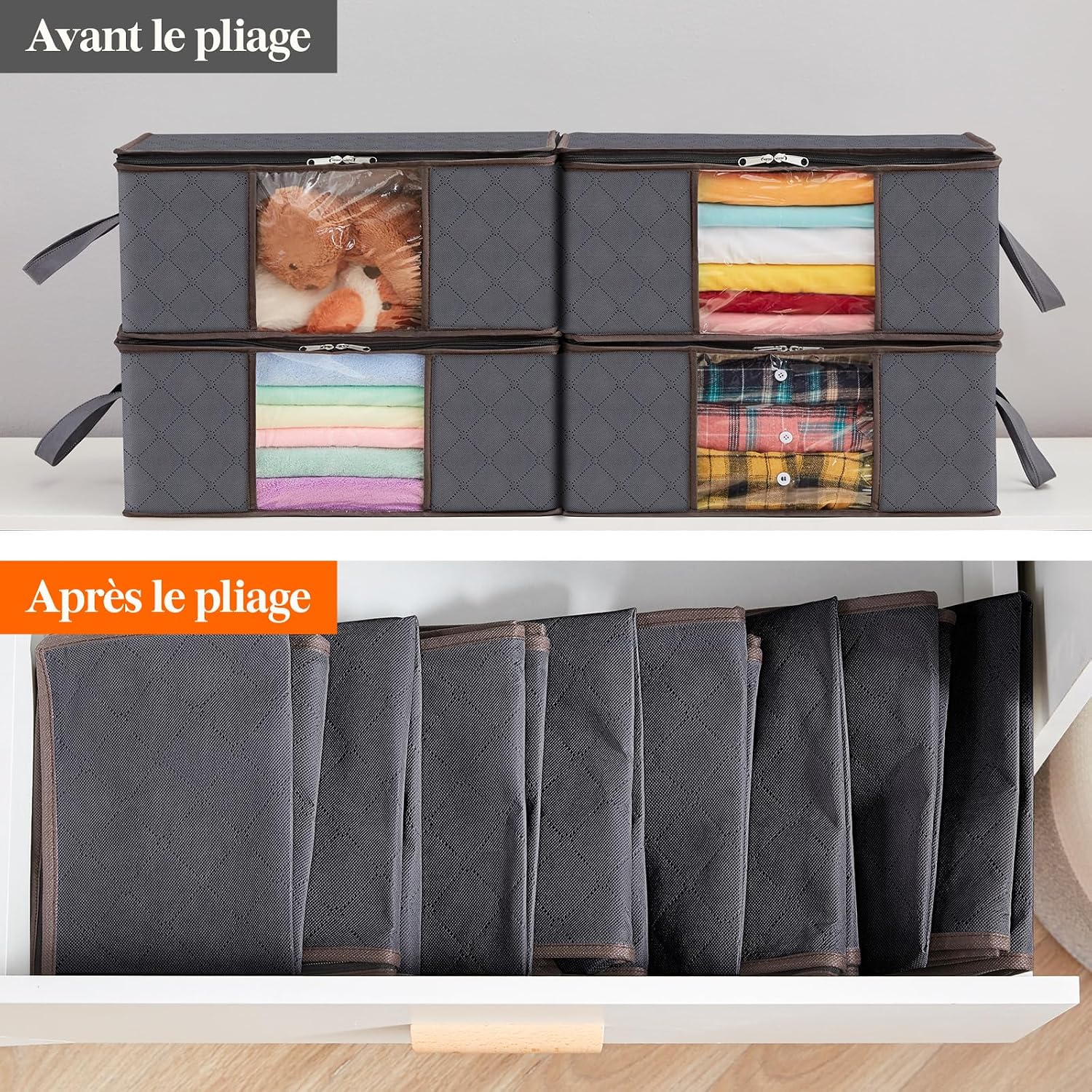 Detalle 2 de Lifewit LF230205 kledingopbergtassen, 35 l, opvouwbaar, met kijkvenster, set van 6