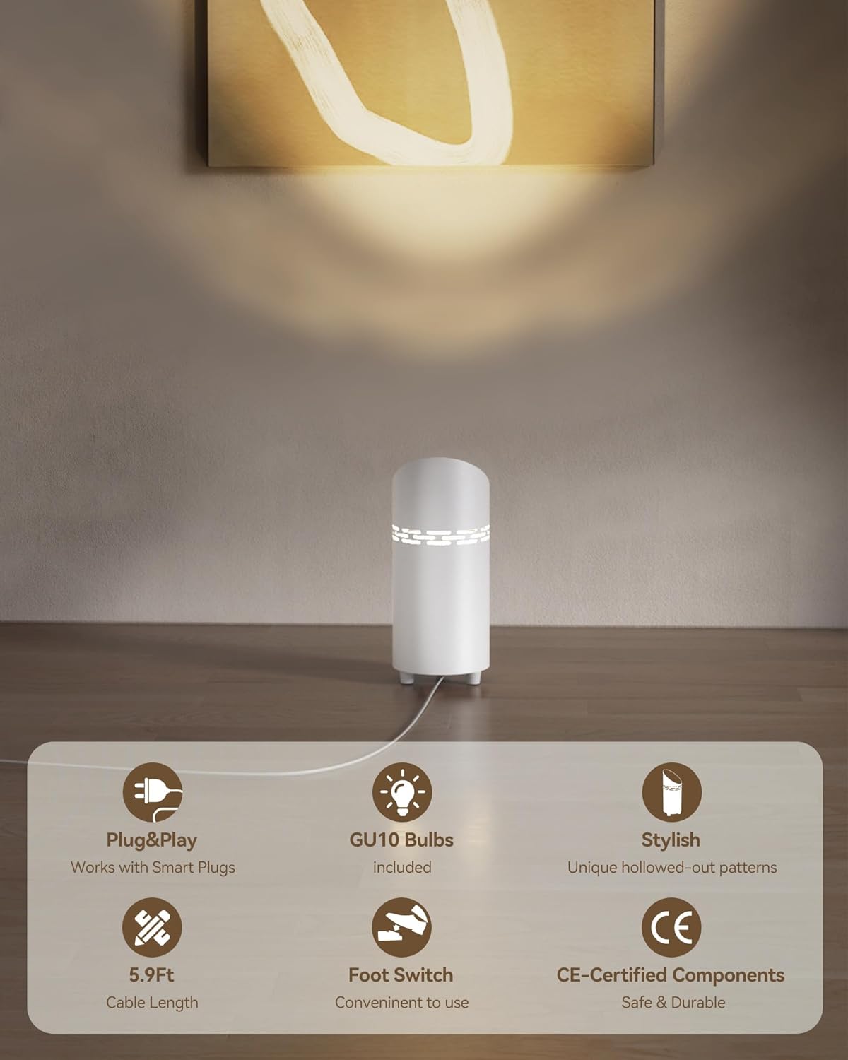 Thumbnail 3 de T-SUN LED Sol Spot 6W: lampe de sol d’intérieur sur pied avec 2 ampoules GU10 incluses