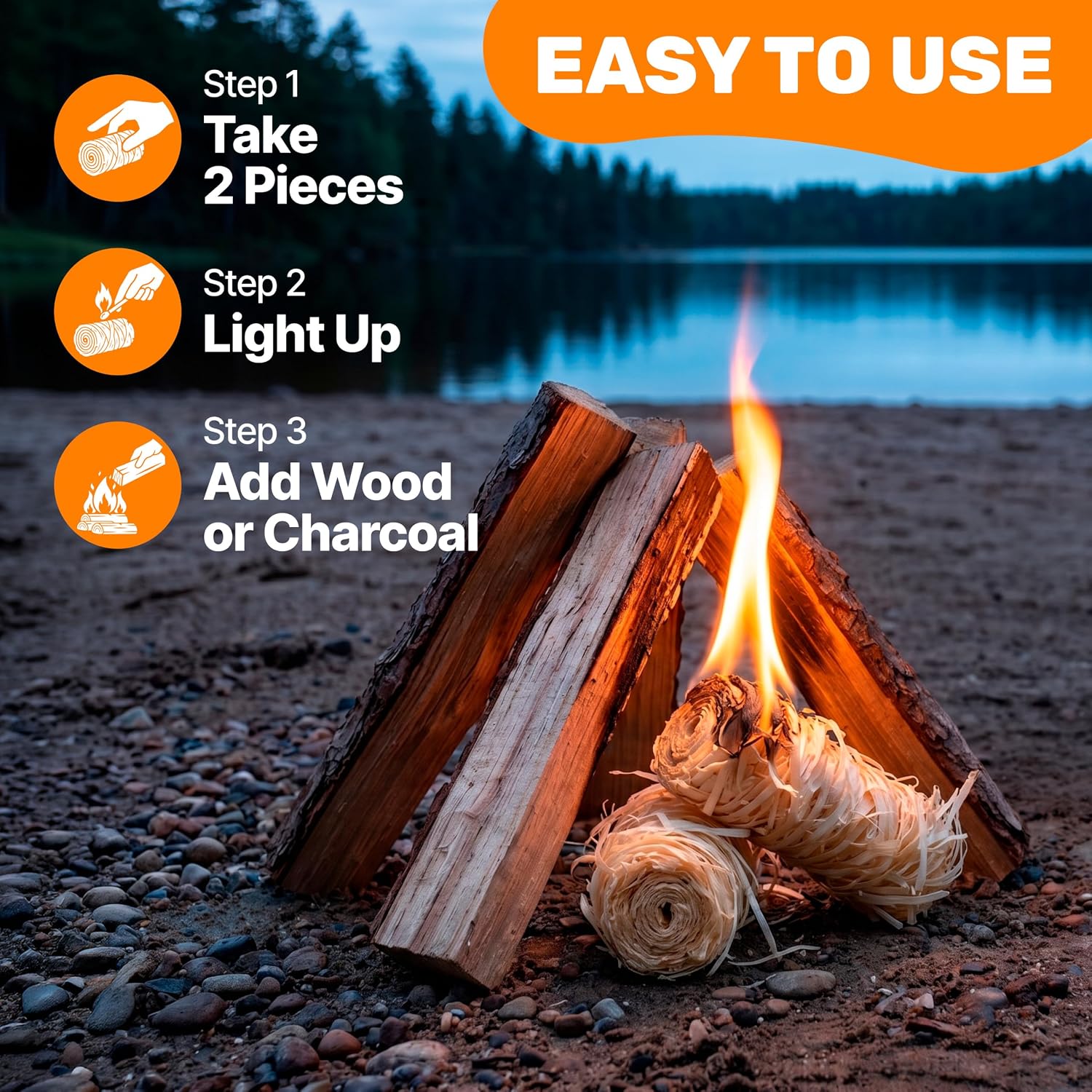 Thumbnail 3 de DIMTORI 070-2 Fire Starters, 70-Piece Pine Wood & Wax for BBQ and Camping