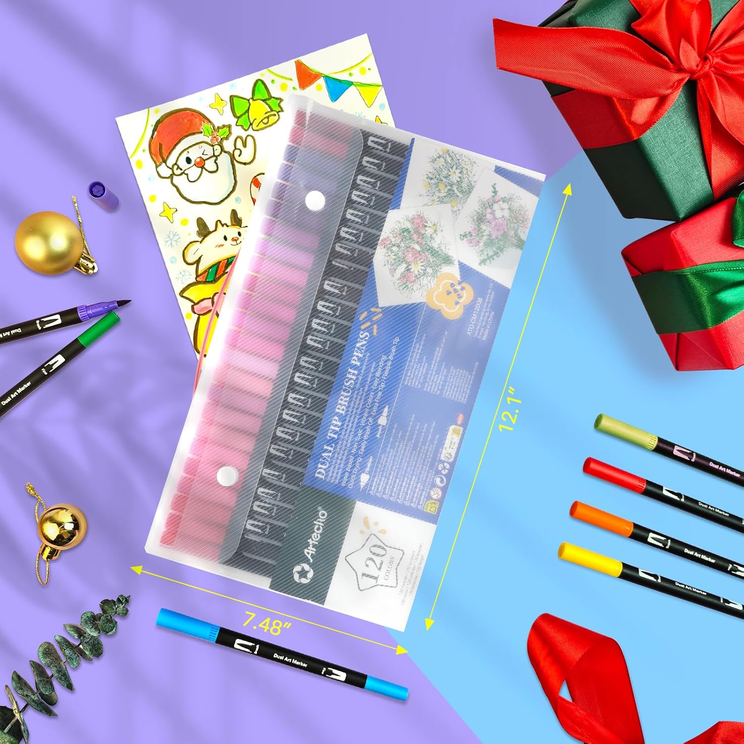 Detalle de Artecho Dual Brush Pen Set 120 Farben – Vielseitige Filzstifte für Bullet Journal, Manga und Handlettering
