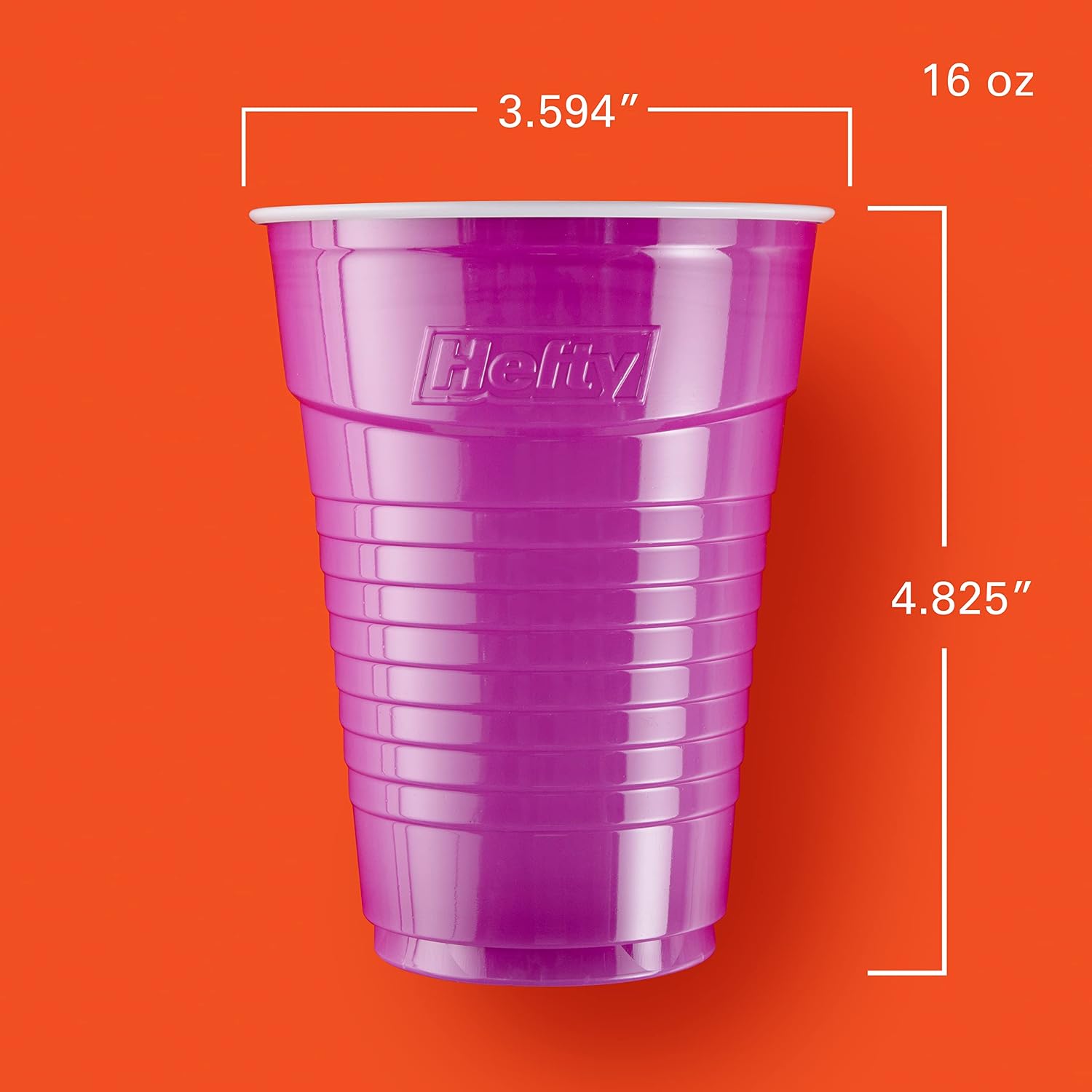 Detalle de Hefty Party On Disposable Plastic Cups, 16 oz, 100 Count – Assorted Colors