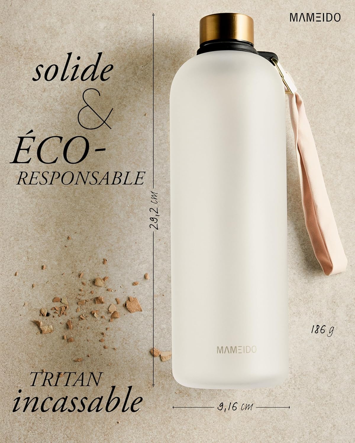 Thumbnail 4 de MAMEIDO Gourde 1,5 l avec marqueur de temps, plastique Tritan sans BPA, étanche (Frosted White)