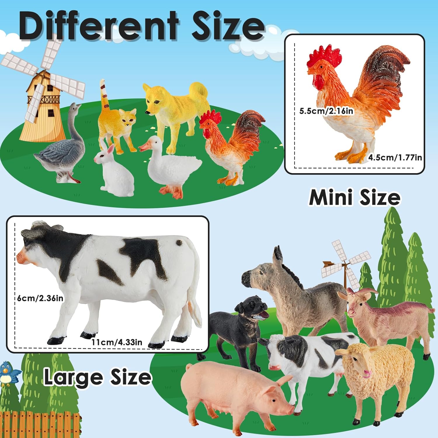 Detalle 2 de BUYGER Kids Farm Animals set with fence 🐥