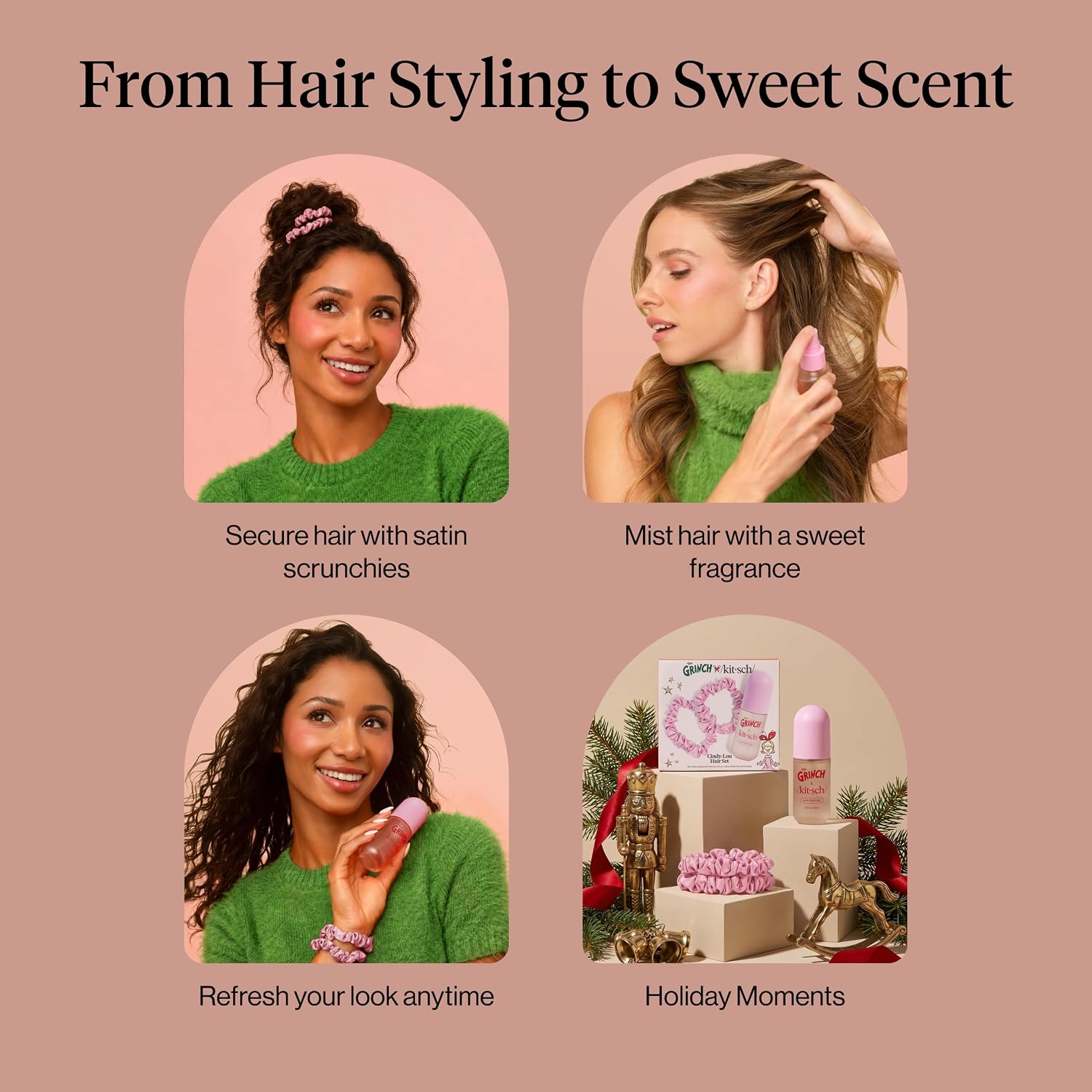 Thumbnail 6 de Kitsch The Grinch x Cindy-Lou Hair Perfume & Satin Scrunchies Set