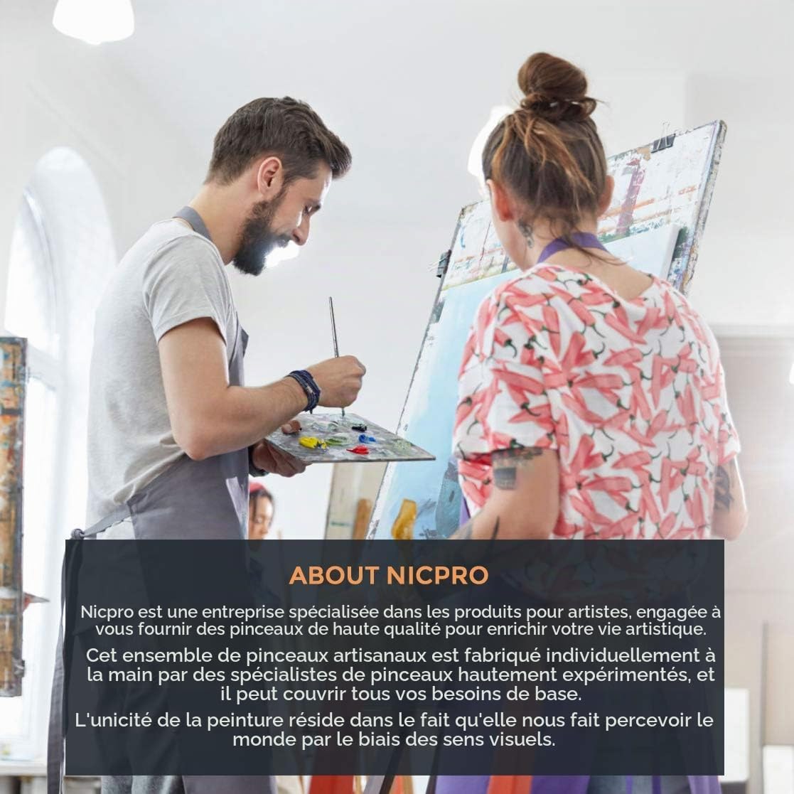 Thumbnail 6 de Nicpro 10 Pinceaux éventail professionnels en nylon anti-perte – kit multi-tailles pour huile, aquarelle et acrylique