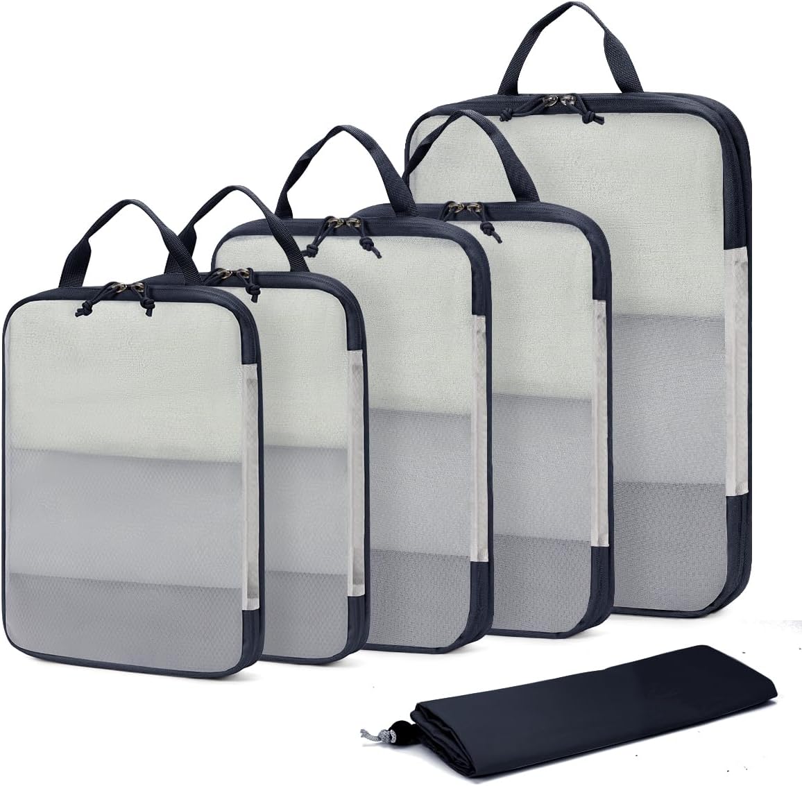 Detalle de ECOHUB Travel Compression Packing Cubes – 6‑Set, Recycled Ripstop Nylon, Zipper Compression & Shoe Bag