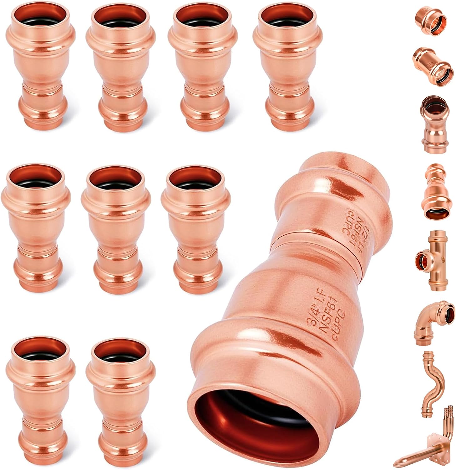 Detalle de WDAISY Copper Press Coupling 3/4 x 1/2 Inch
