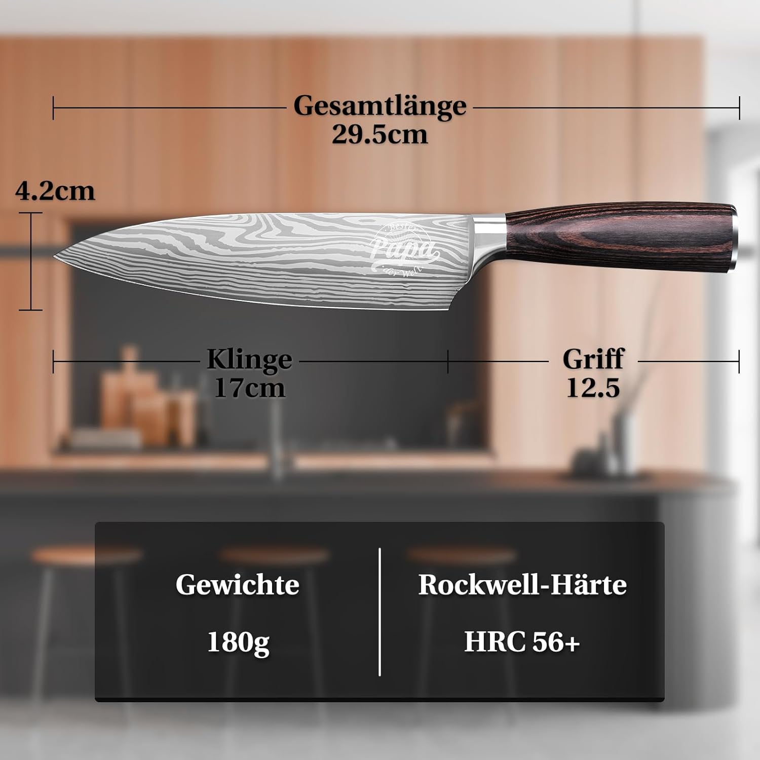Thumbnail 1 de INOMO Küchenmesser – Vatertagsgeschenk für Papa, Chefmesser und Fleischmesser