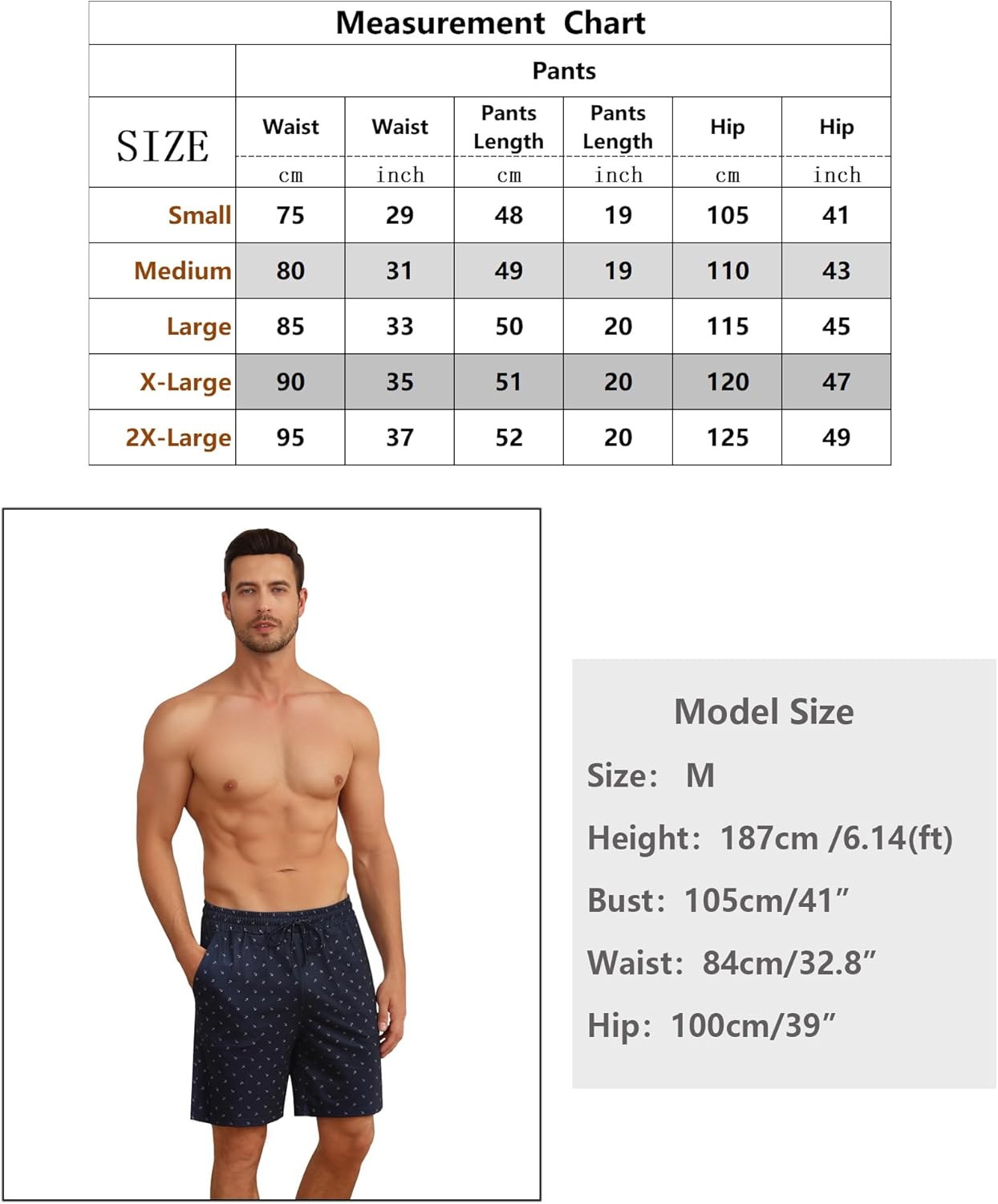 Thumbnail 5 de Demegimi Short Pyjama Homme en Coton – Pantalon Court à Poches, Élastique Ajustable