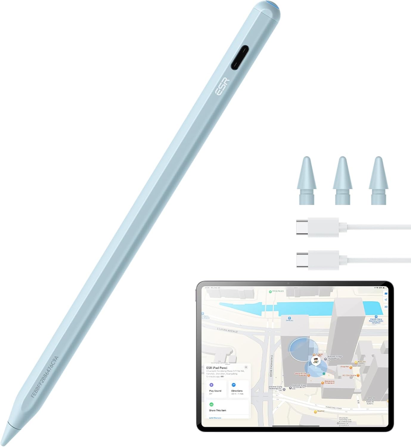 Detalle de ESR Geo Digital iPad Pencil – Find My compatible, with handy shortcuts and tilt sensitivity