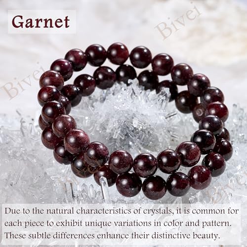 Thumbnail 4 de Bivei pulsera de cuentas Granate 8 mm Pasión & Energía, piedra semipreciosa natural elástica