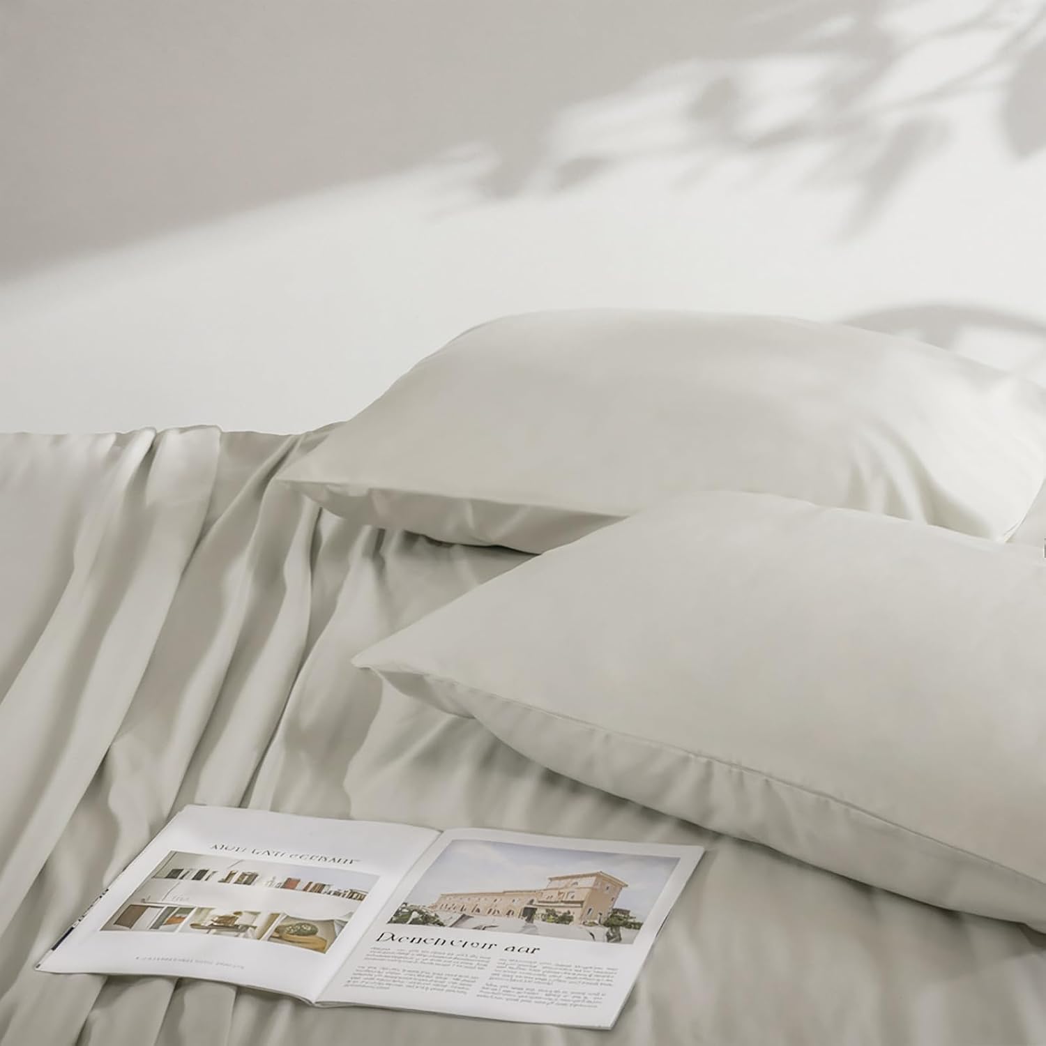 Detalle de RUIKASI Kissenbezug 40x80 Beige – 2er Set, Mikrofaser, Oeko‑Tex, mit Reißverschluss