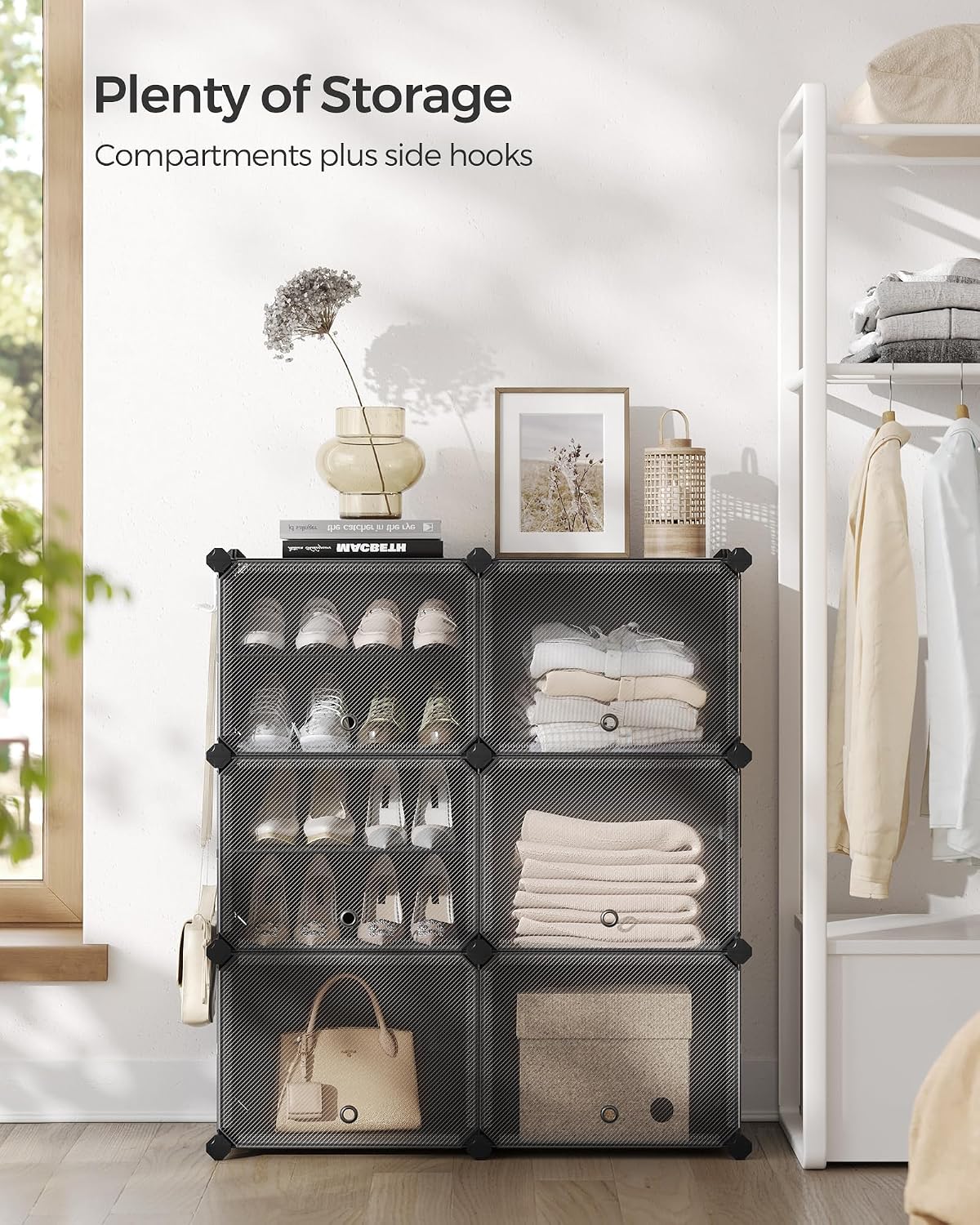 Detalle 2 de SONGMICS Damion Collection LPC033B01 Interlocking Shoe Rack, 6 Doors, Black