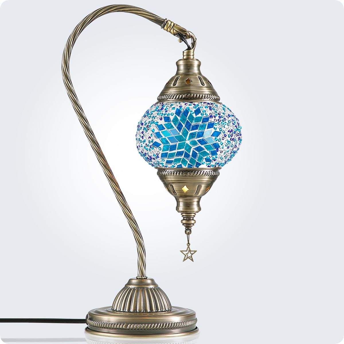 Thumbnail 6 de Yarra-Decor TD-006R Moroccan Table Lamp, Mosaic Glass Shade and Bronze Base