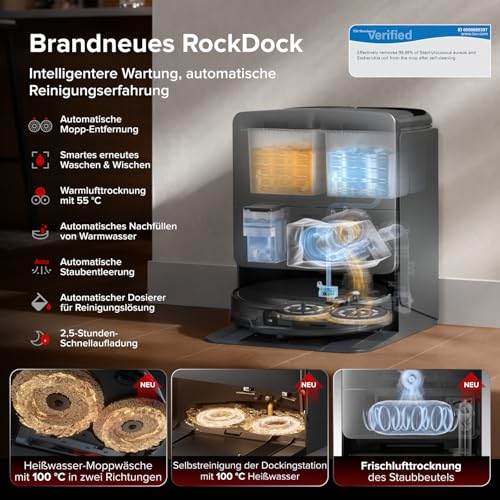 Detalle de roborock Saros 20 Saugroboter mit Wischfunktion & angehbarem Wischmopp – zuverlässige Reinigung mit Intelligenz