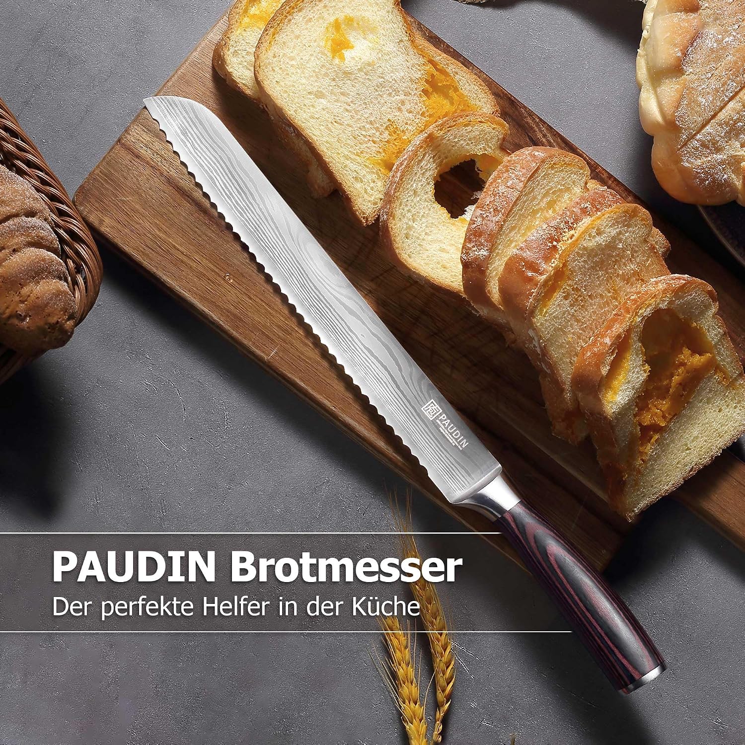 Detalle 2 de PAUDIN Brotmesser 26 cm Wellenschliff rostfreier Edelstahl