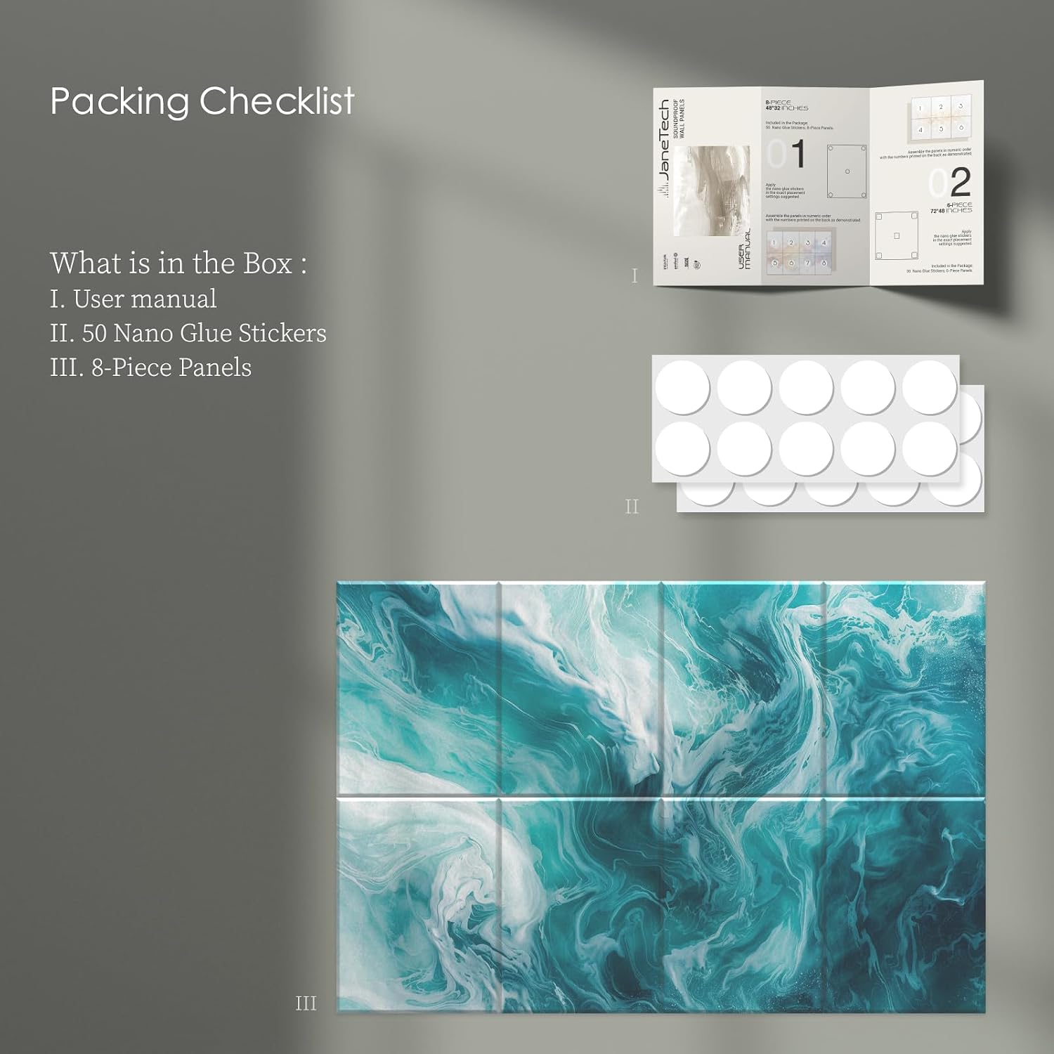 Thumbnail 6 de JaneTech 8-Pack Decorative Acoustic Panels, 48 x 32-Inch Wall Art