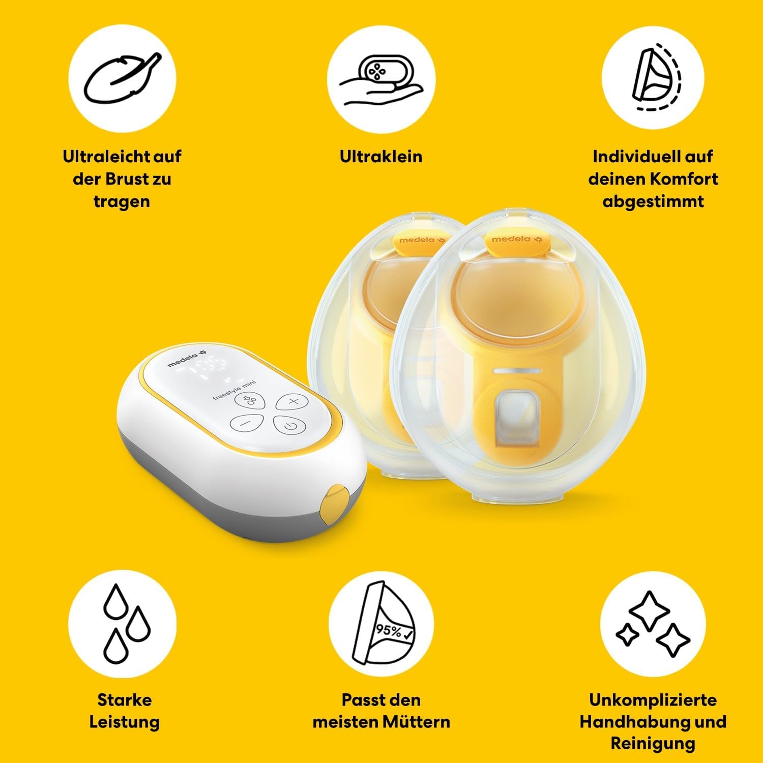 Thumbnail 2 de Medela Freestyle Mini Hands-Free – Tragbare Doppelmilchpumpe mit Akku und freihändigen Auffangschalen