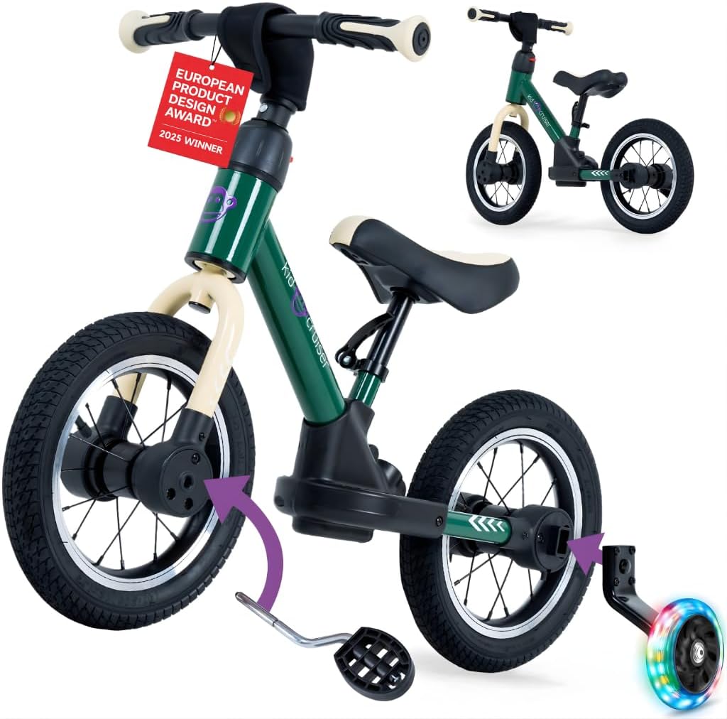 Detalle de Kidcruiser Pedalplay Laufrad ab 2 Jahre – 3‑in‑1 Lernrad mit LED Stützrädern und robustem Modulrahmen