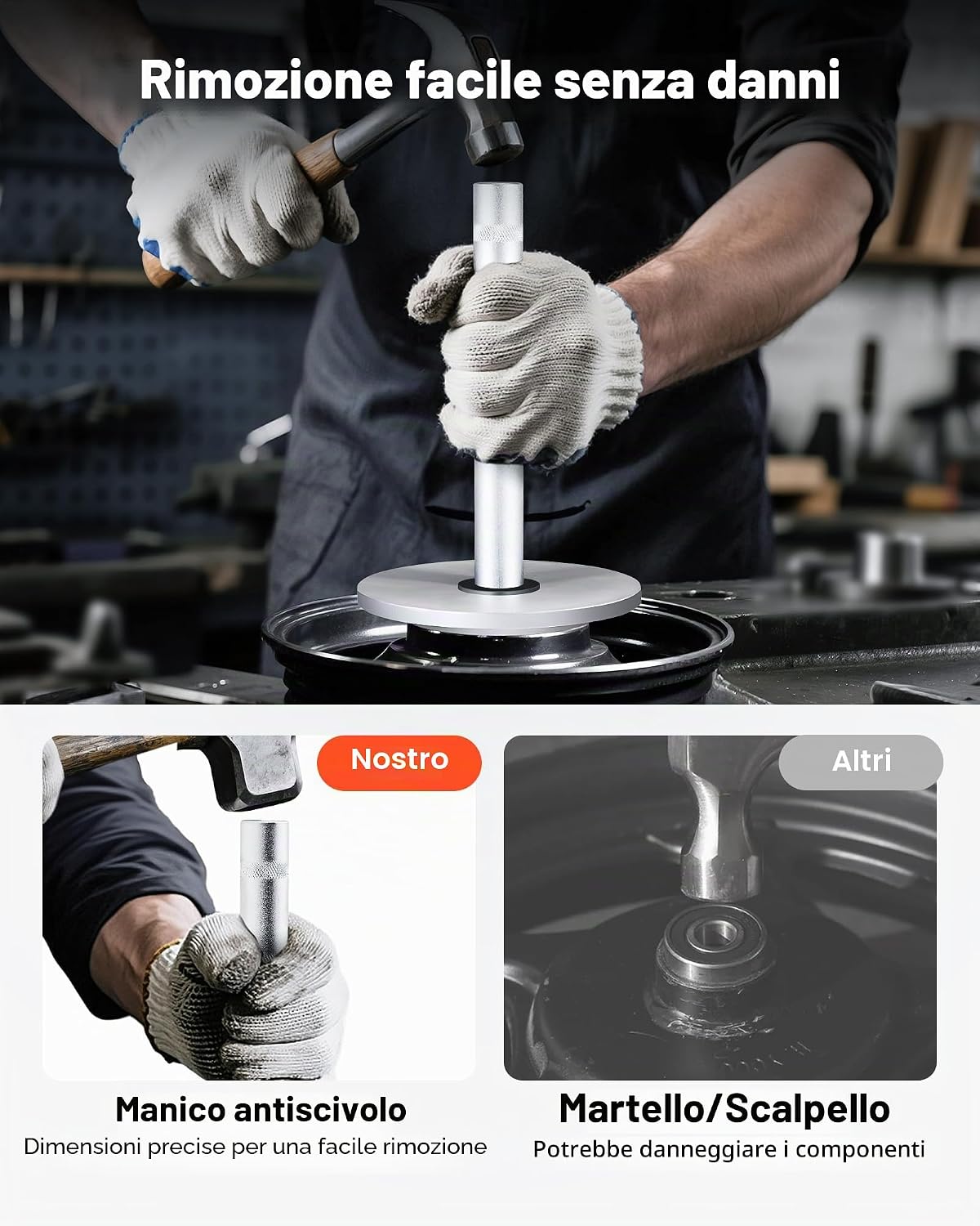Thumbnail 3 de VEVOR Set di Estrattori Separatori per Cuscinetti, 7 Pezzi con Boccole e Asta di Prolunga: Kit robusto per installazione e rimozione gravosa