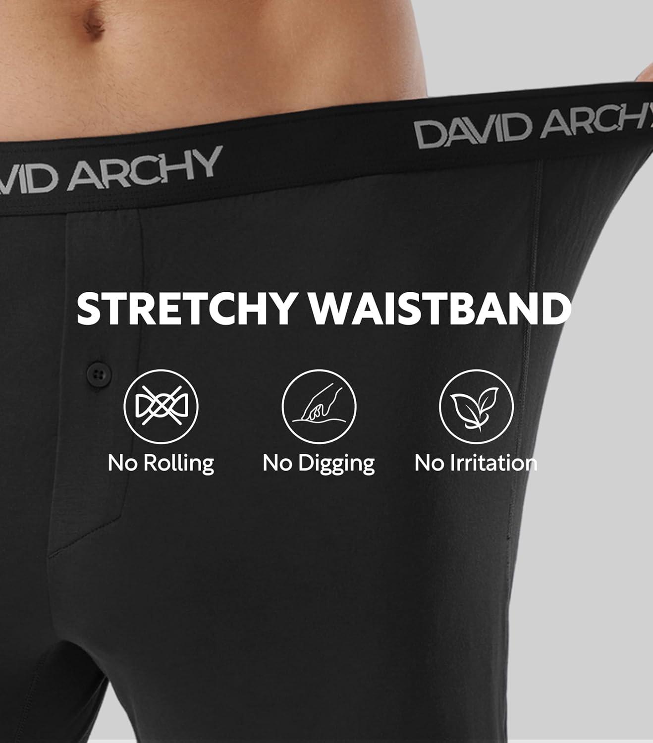 Thumbnail 1 de DAVID ARCHY Bamboo Rayon Boxers: Breathable, Relaxed Fit with Button Fly
