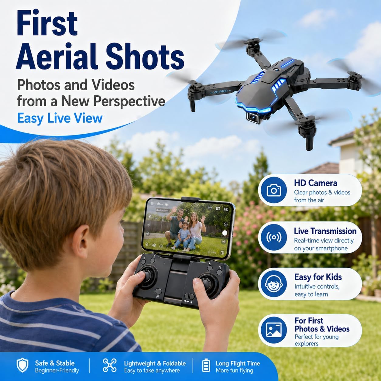 Detalle de kononioo kononioo-drone met 1080p-camera en borstelloze motor