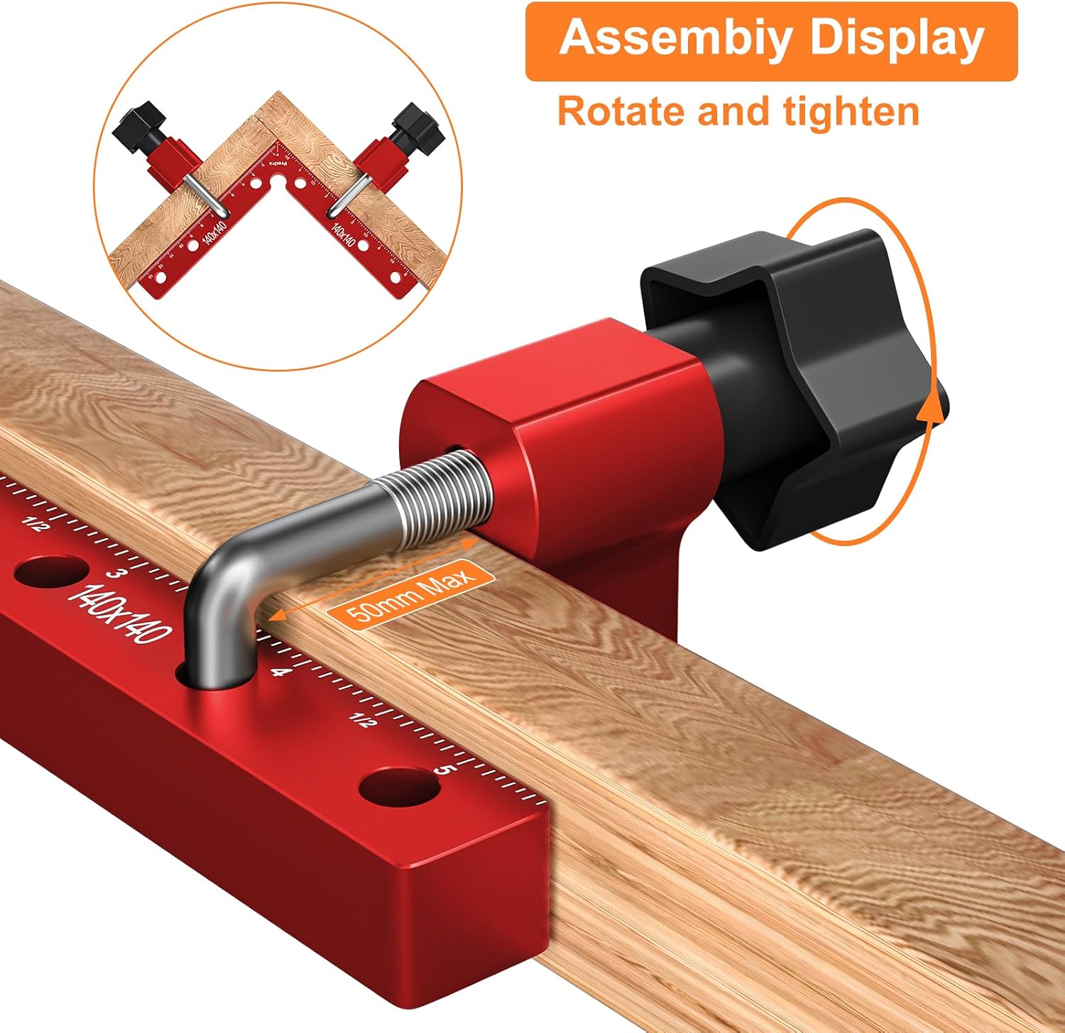 Thumbnail 3 de Preciva 90 Degree Right Angle Positioning Square Clamp (Aluminium Alloy) – 14cm set, red anodised – 2 sets