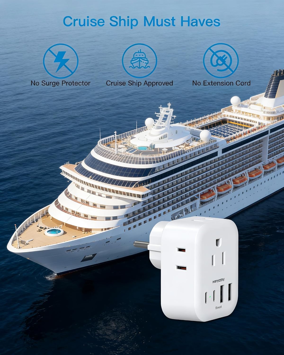 Thumbnail 6 de HANYCONY HN4WJC2 Type E/F Travel Adapter 2-Pack, 4 Outlets, 4 USB Ports