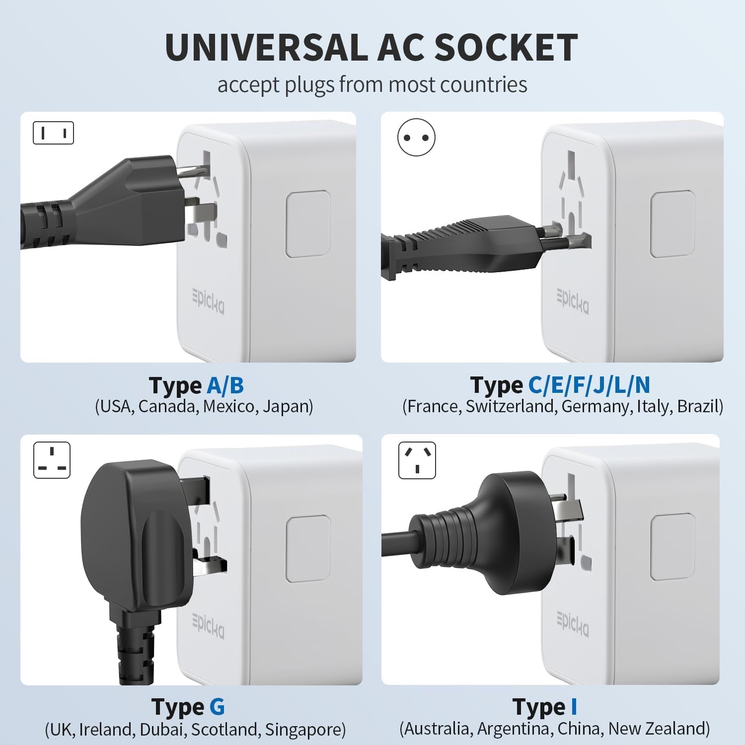 Thumbnail 4 de EPICKA Reiseadapter Weltweit 70W Travel Adapter