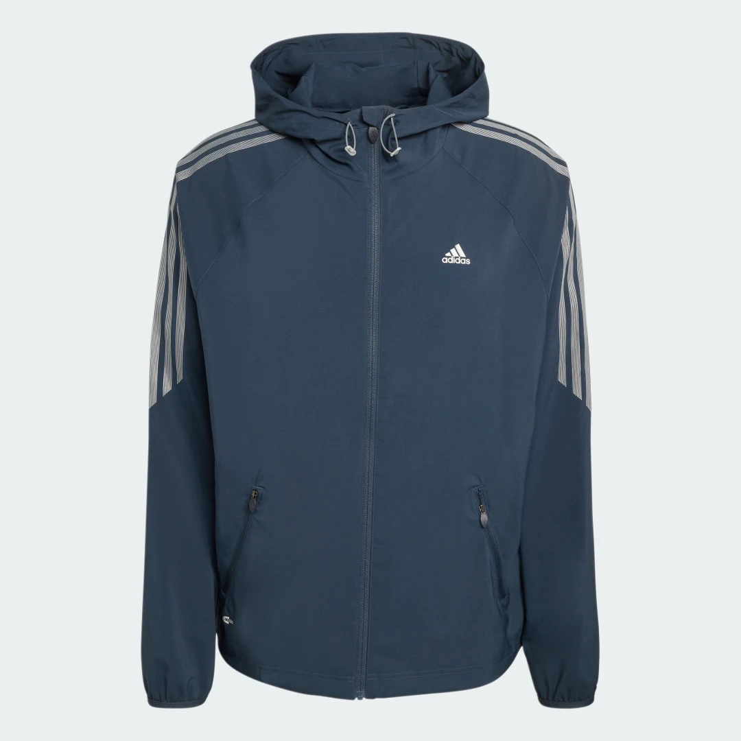 Detalle de Cortavientos a rayas REGULAR de Adidas — Azul