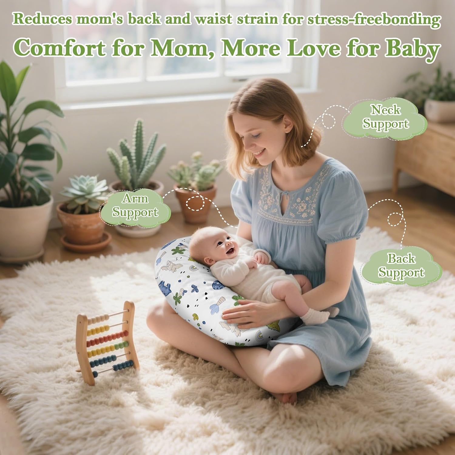 Detalle de LLCJYYCY C-Shaped Nursing Pillow for Breastfeeding, Bottle Feeding and Tummy Time
