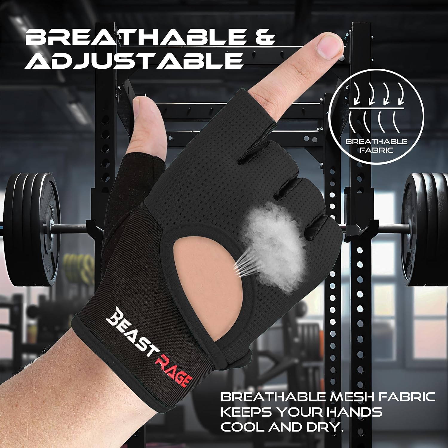 Detalle 2 de Beast Rage Fingerless Workout Gloves