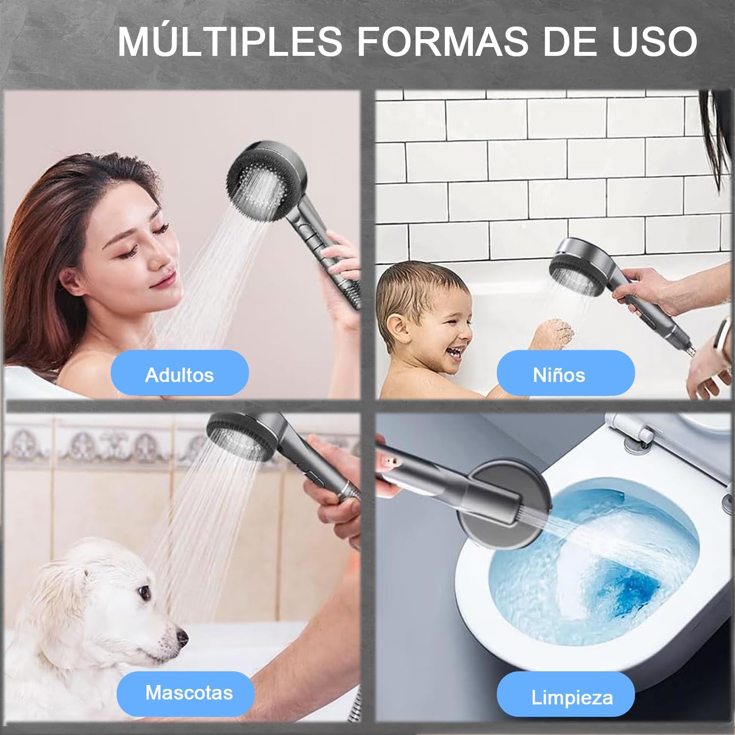 Thumbnail 5 de Arbudspro alcachofa de ducha con filtro antical y manguera de 1,5 m (15 pasos), 3+1 modos de rociado