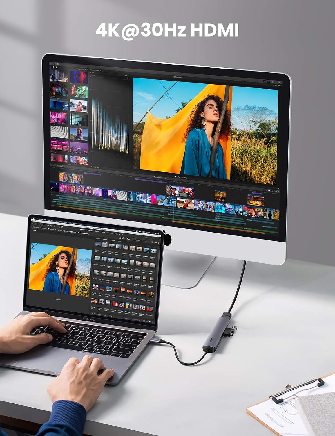 Detalle de UGREEN 20197 USB-C Hub (5-in-1) with 4K HDMI and 4× USB-A 3.0 for MacBook, Surface and more